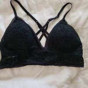 Padded black lace bralette